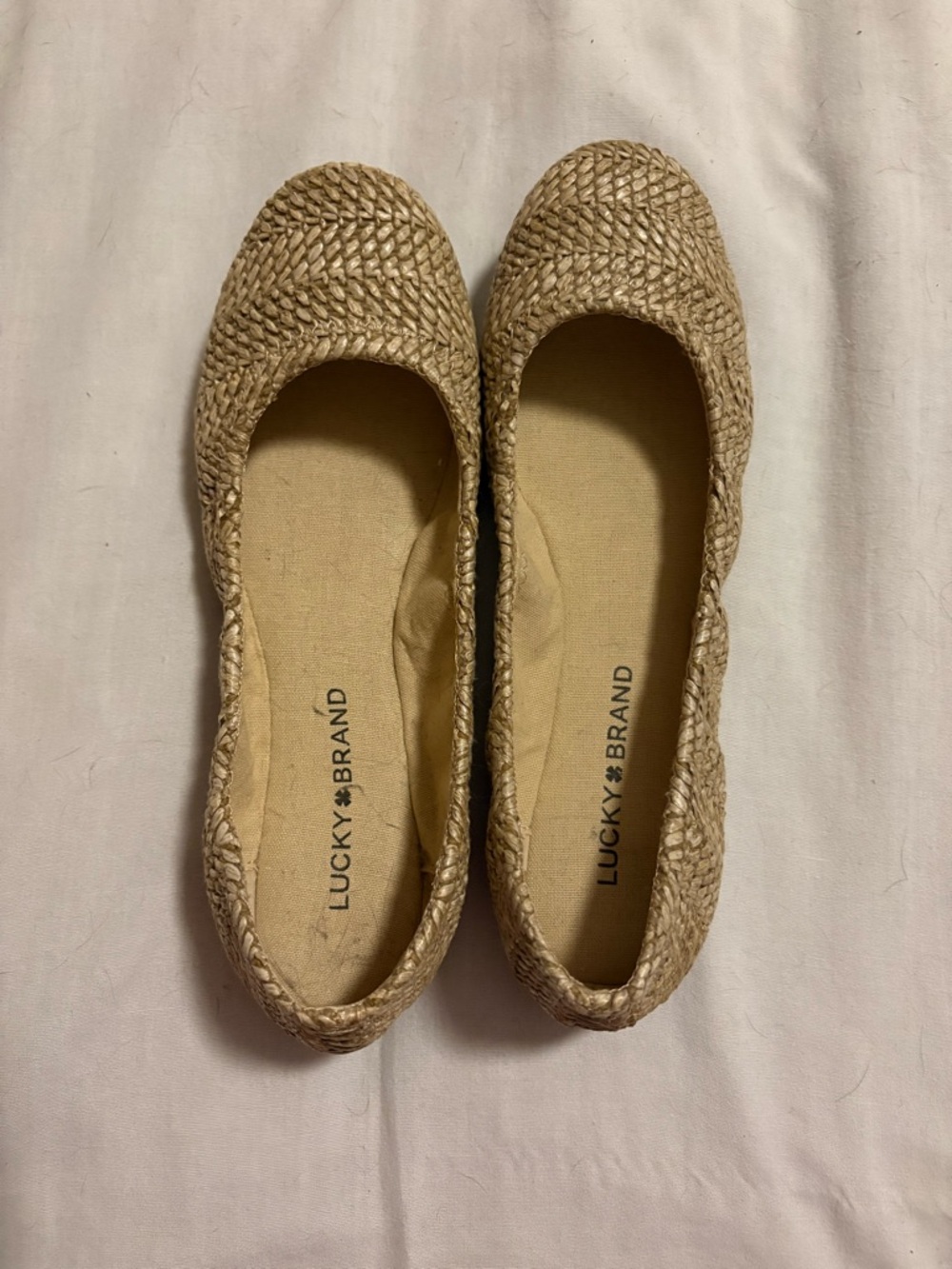 Never Used Lucky Brand Beige Woven Ballet Flats
